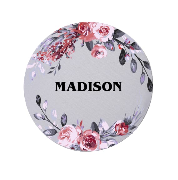 Round Mouse Pad with Name - White